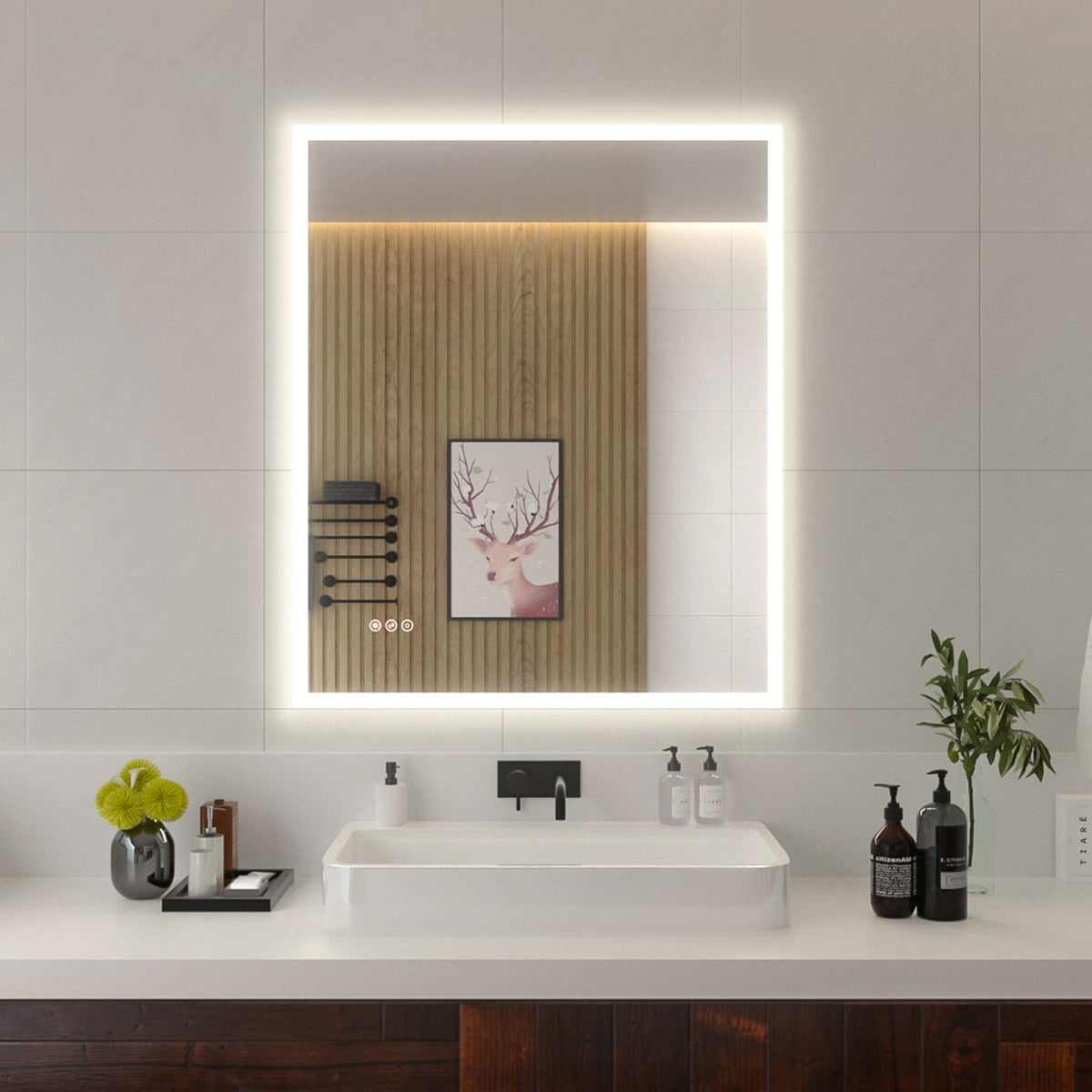 Niveal LMO Series Rectangular Frameless LED Wall Bathroom Vanity Mirror