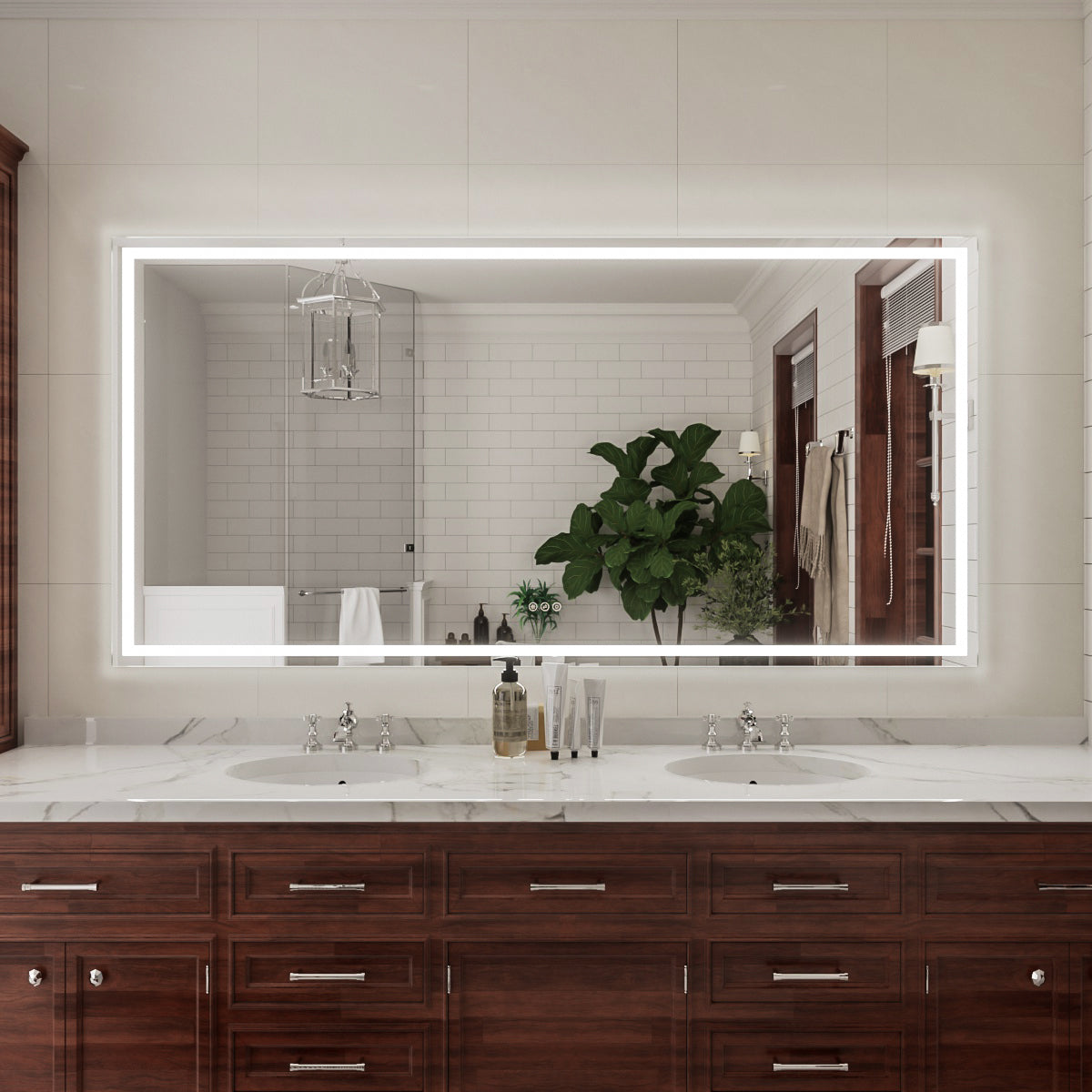 Niveal LMD Series Rectangular Frameless LED Wall Bathroom Vanity Mirror in Silver