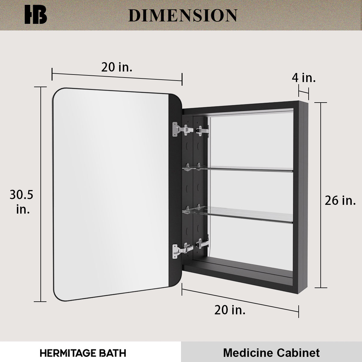 Rectangular Framed Recessed/Surface Mount Medicine Cabinet with Mirror in Matte Black