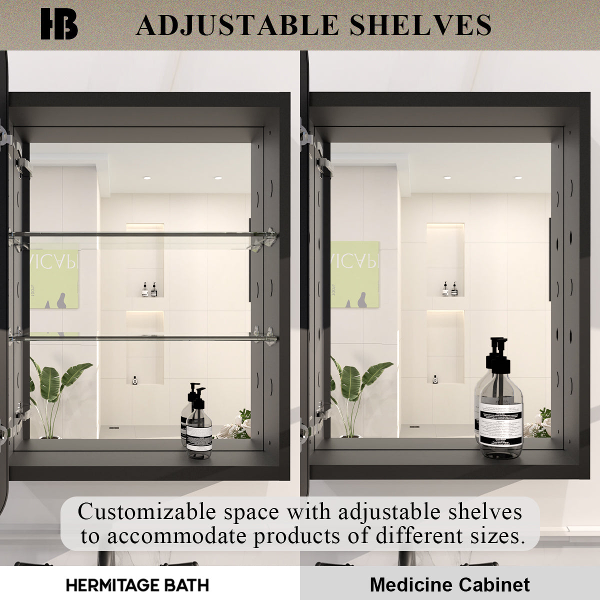 Rectangular Framed Recessed/Surface Mount Medicine Cabinet with Mirror in Matte Black