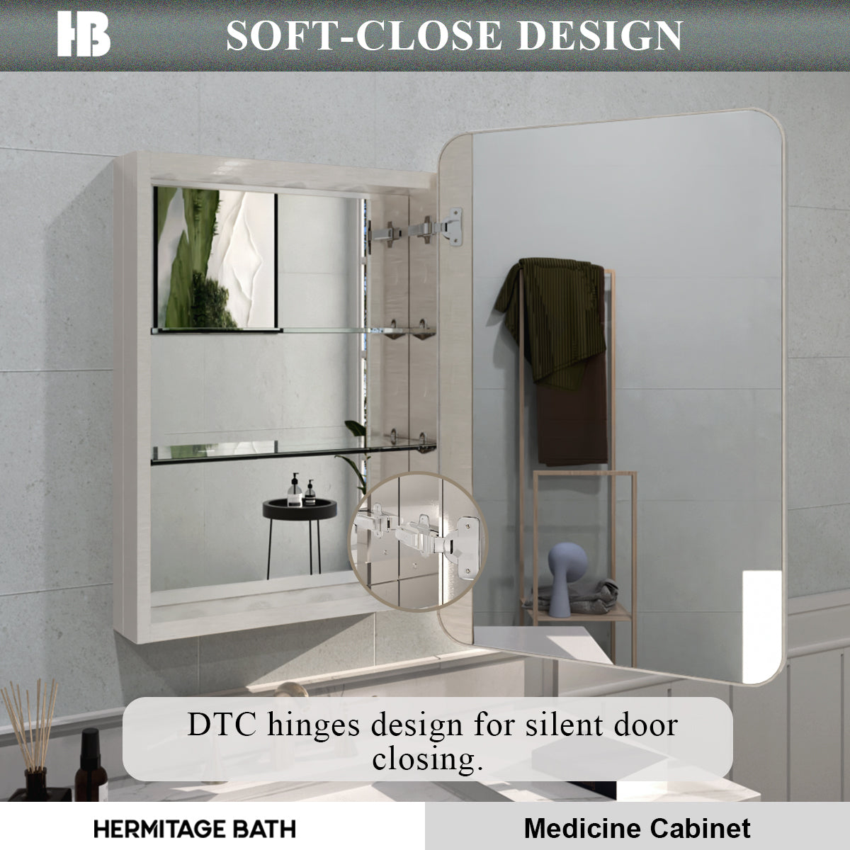 Rectangular Framed Recessed/Surface Mount Medicine Cabinet with Mirror in Brushed Nickel