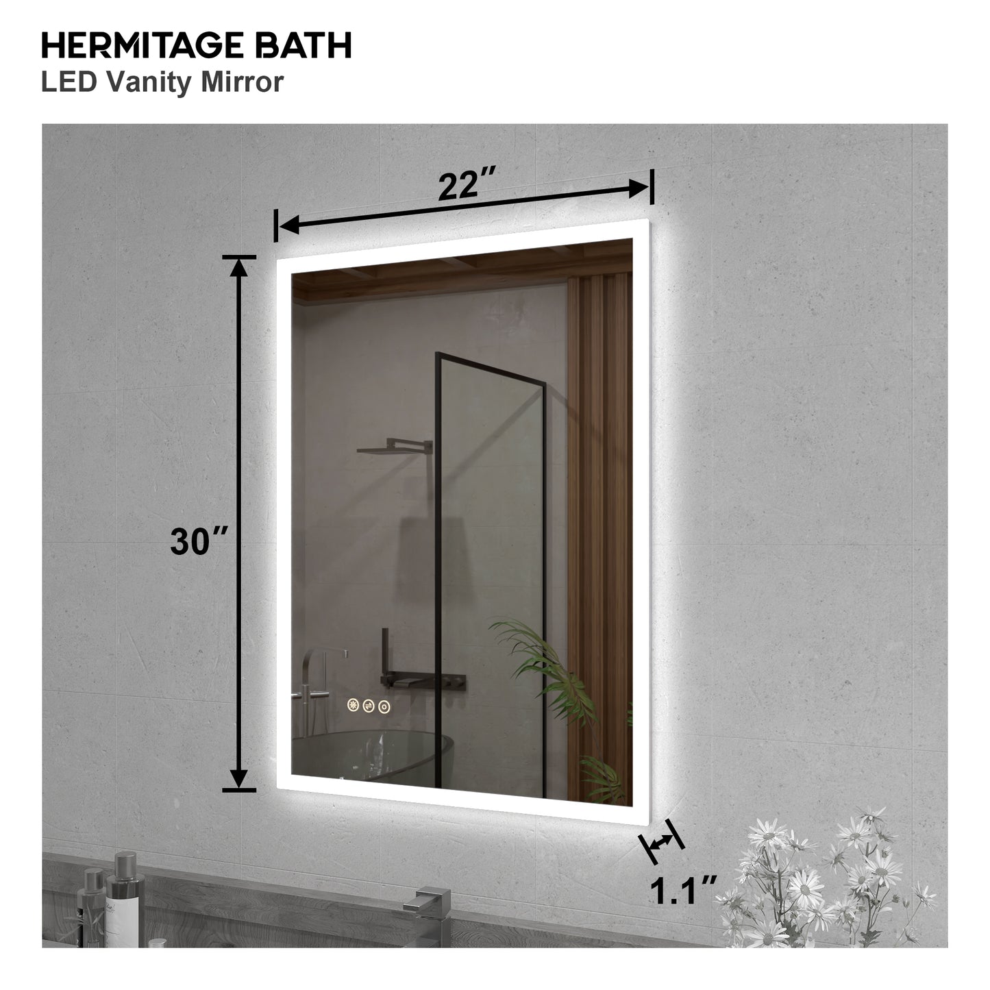 Musci Rectangular Frameless LED Wall Bathroom Vanity Mirror