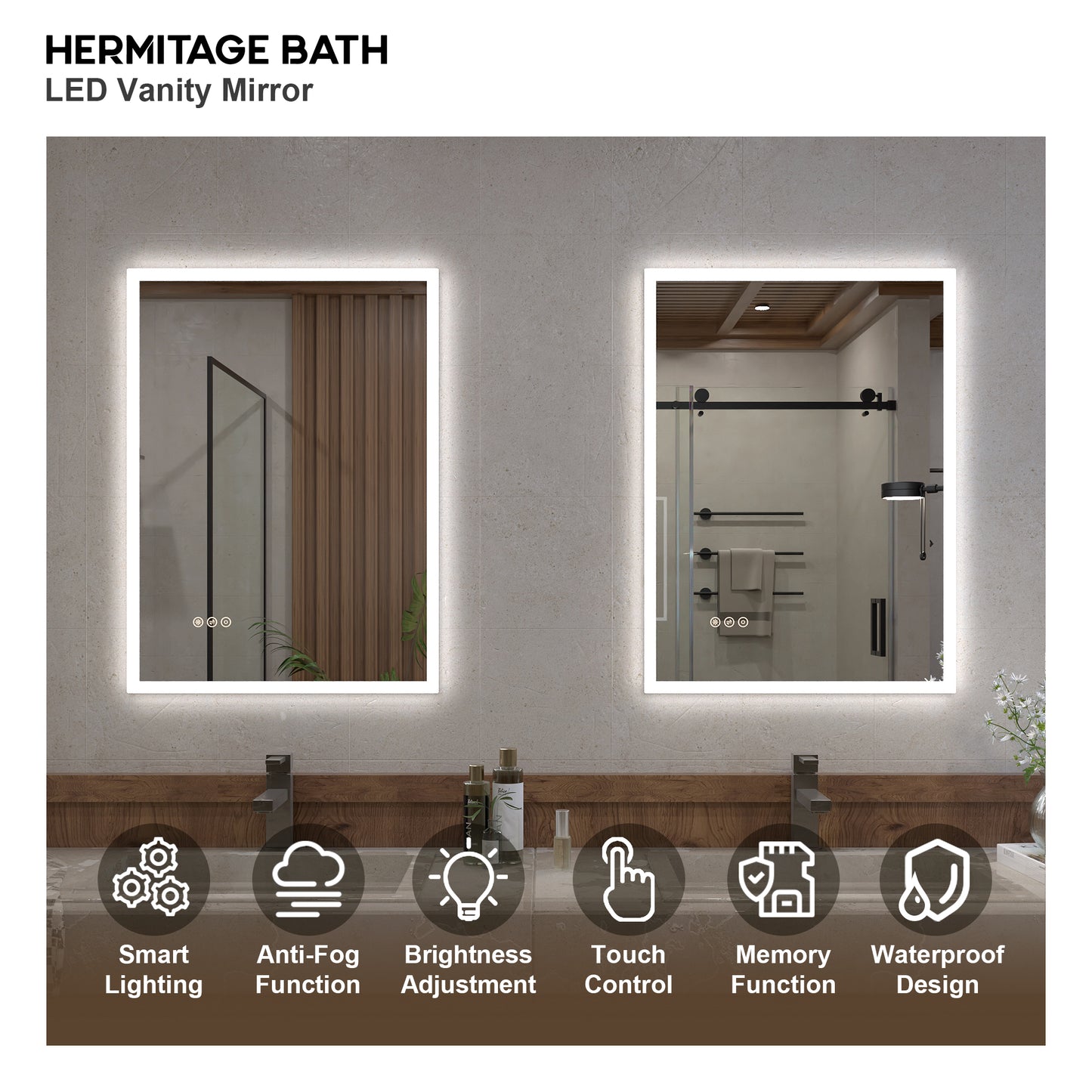 Musci Rectangular Frameless LED Wall Bathroom Vanity Mirror