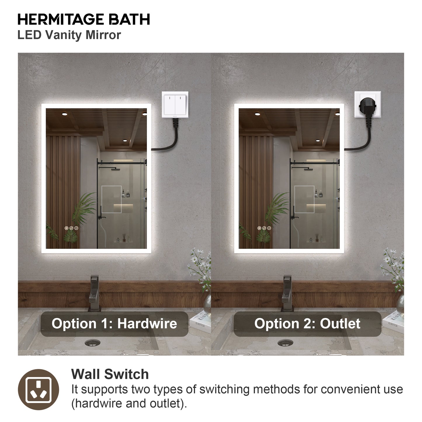 Musci Rectangular Frameless LED Wall Bathroom Vanity Mirror