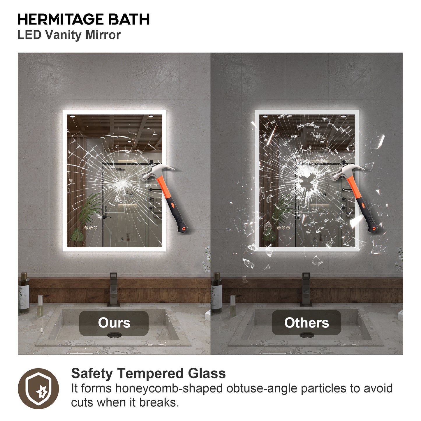 Musci Rectangular Frameless LED Wall Bathroom Vanity Mirror
