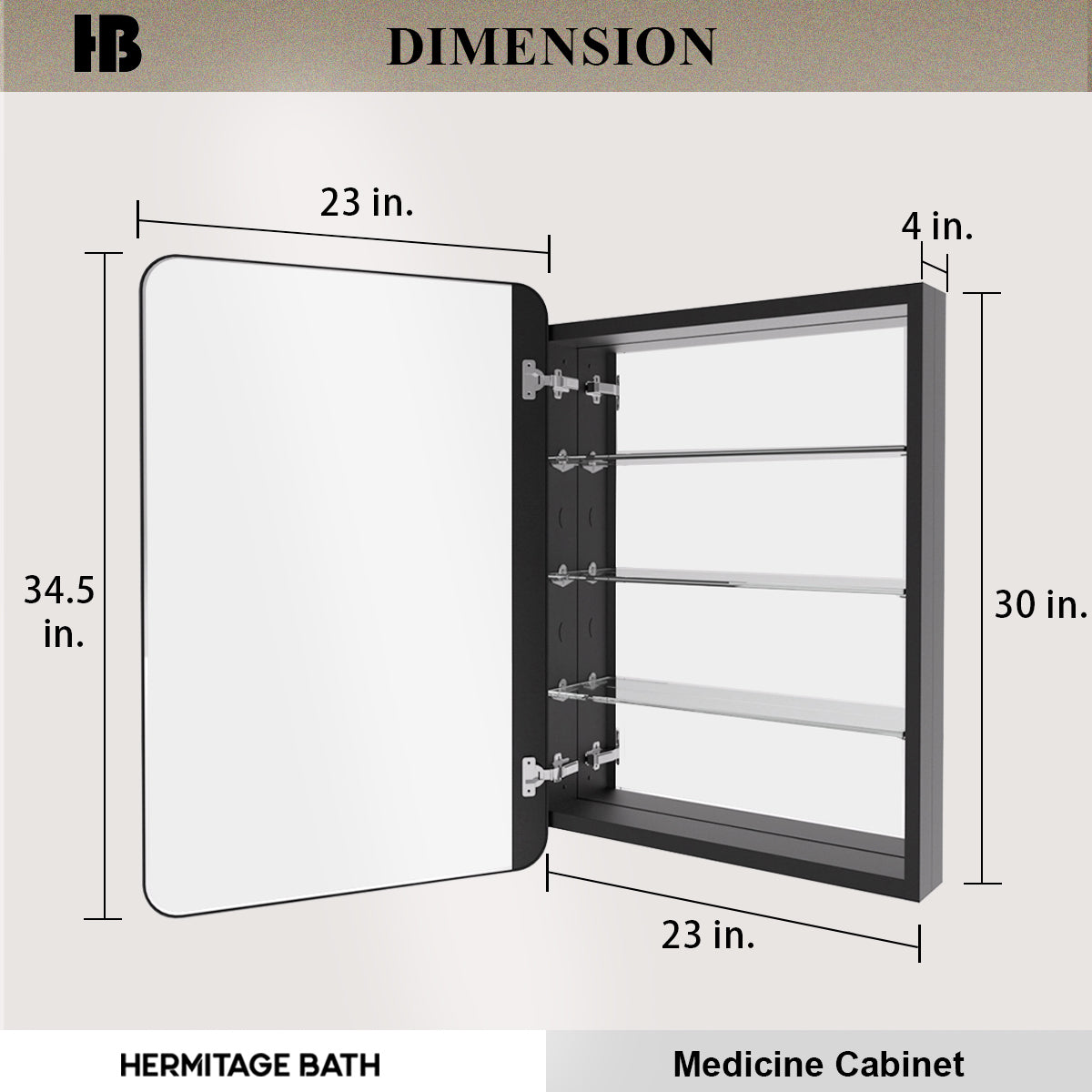 Rectangular Framed Recessed/Surface Mount Medicine Cabinet with Mirror in Matte Black