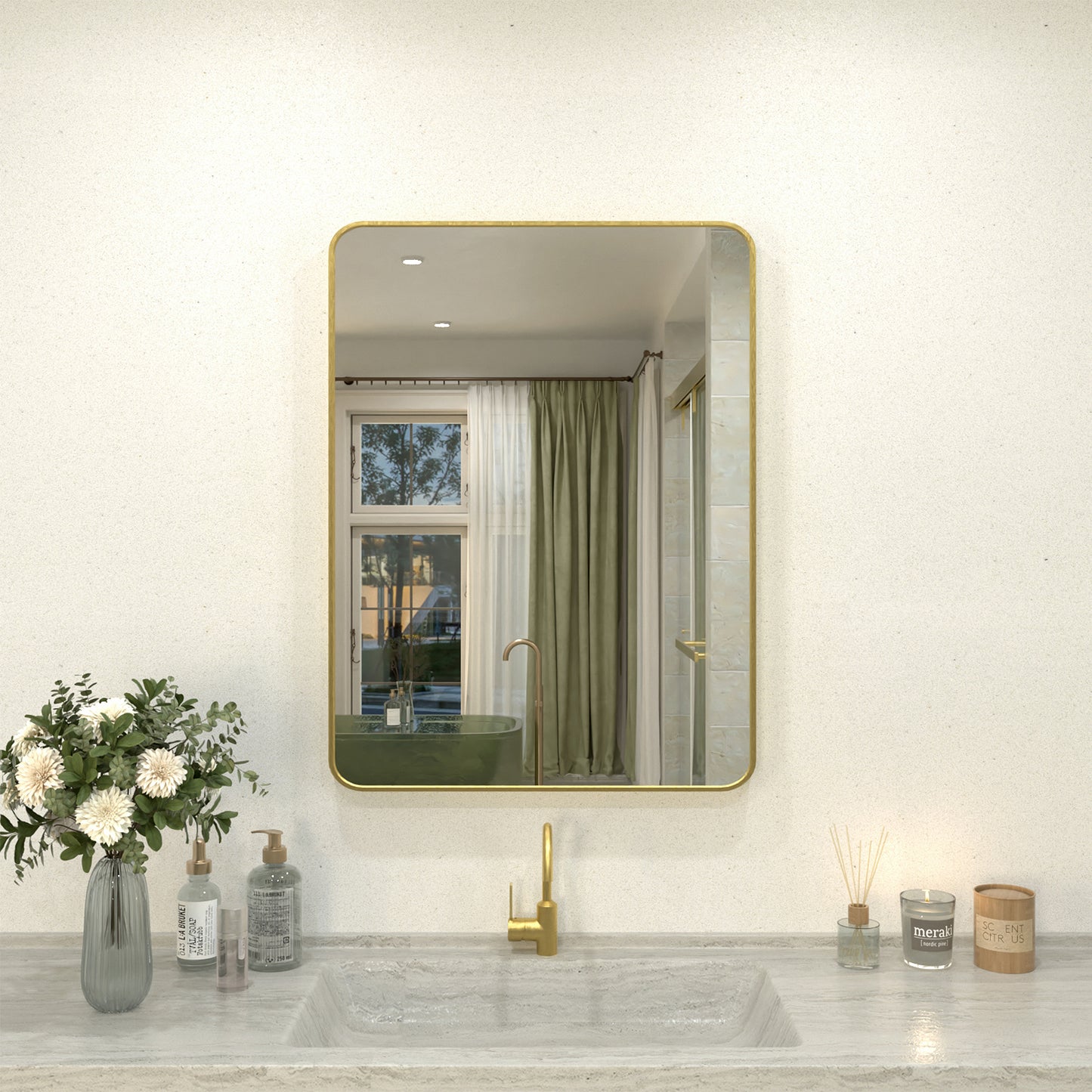 Kielo 24 in. W x 32 in. H Rectangular Framed Wall Bathroom Vanity Mirror in Matte Black