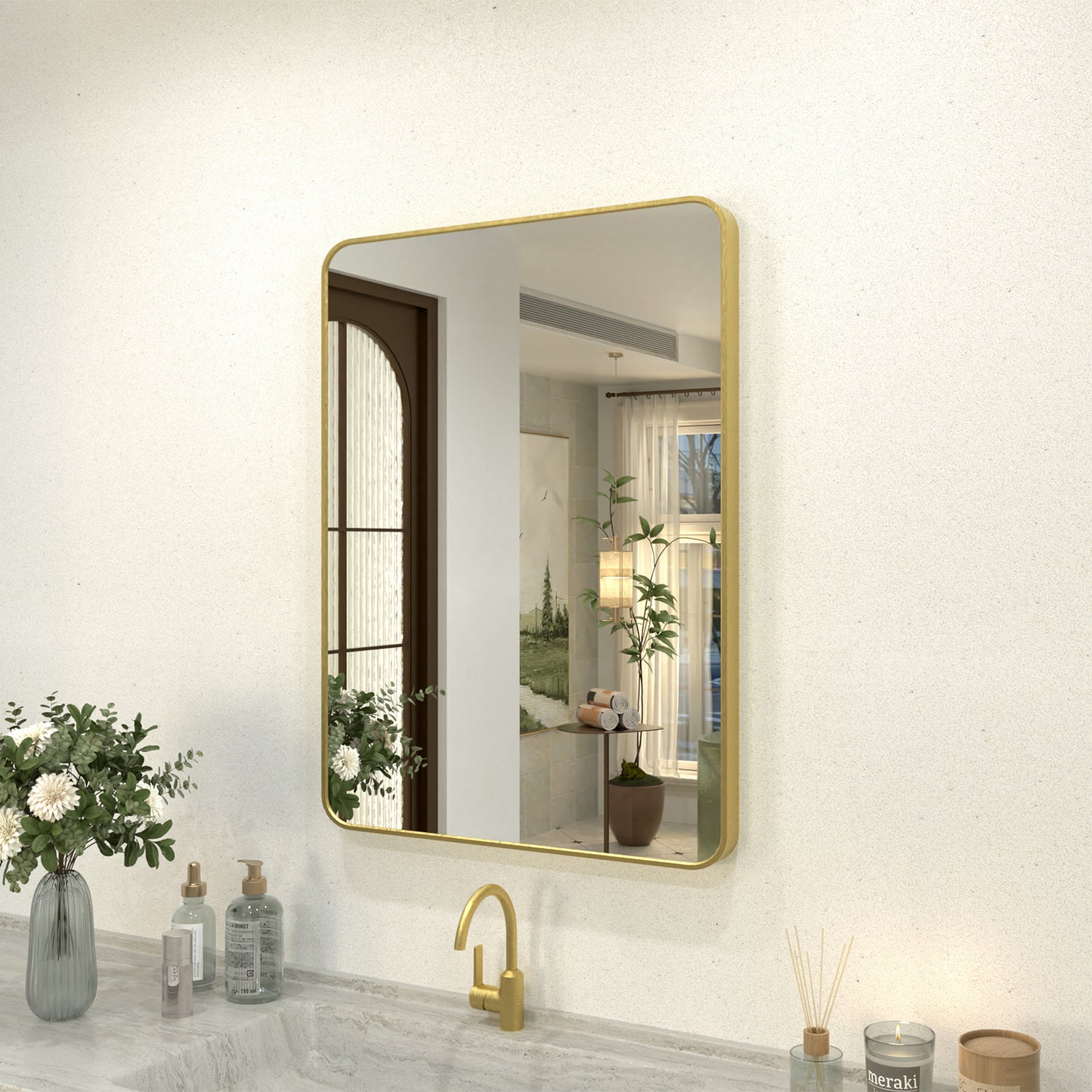 Kielo 24 in. W x 32 in. H Rectangular Framed Wall Bathroom Vanity Mirror in Matte Black
