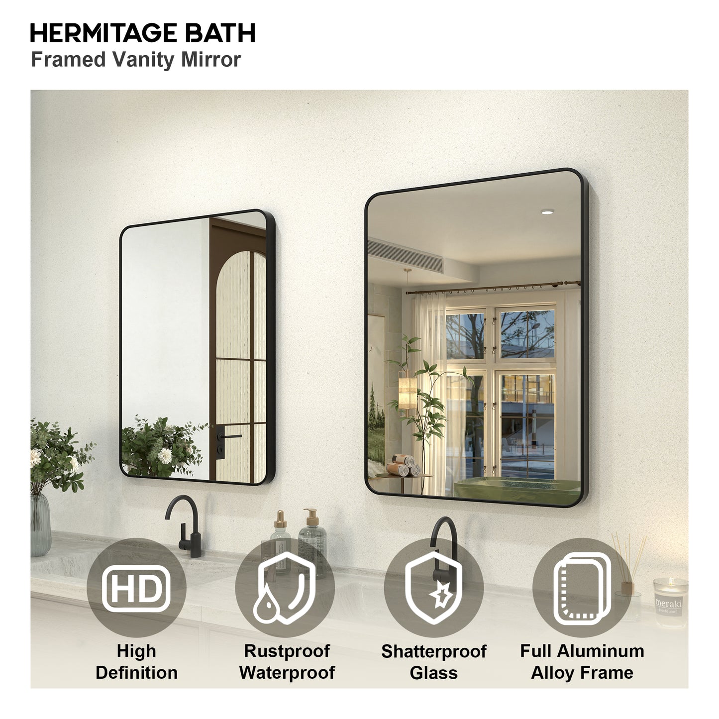 Kielo 24 in. W x 32 in. H Rectangular Framed Wall Bathroom Vanity Mirror in Matte Black
