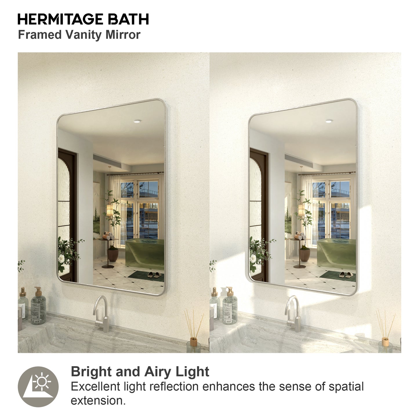 Zyphi 24 in. W x 36 in. H Rectangular Framed Wall Bathroom Vanity Mirror in Gun Grey