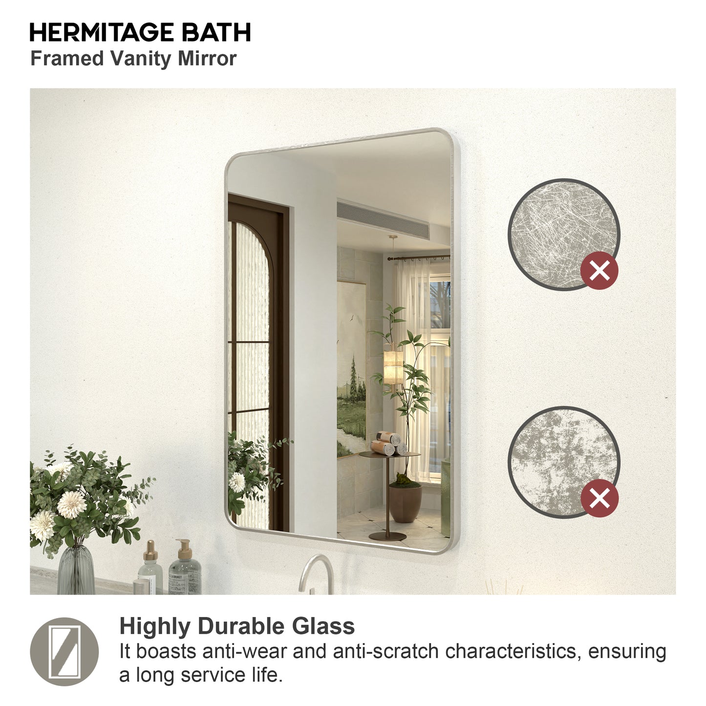 Zyphi 24 in. W x 36 in. H Rectangular Framed Wall Bathroom Vanity Mirror in Gun Grey