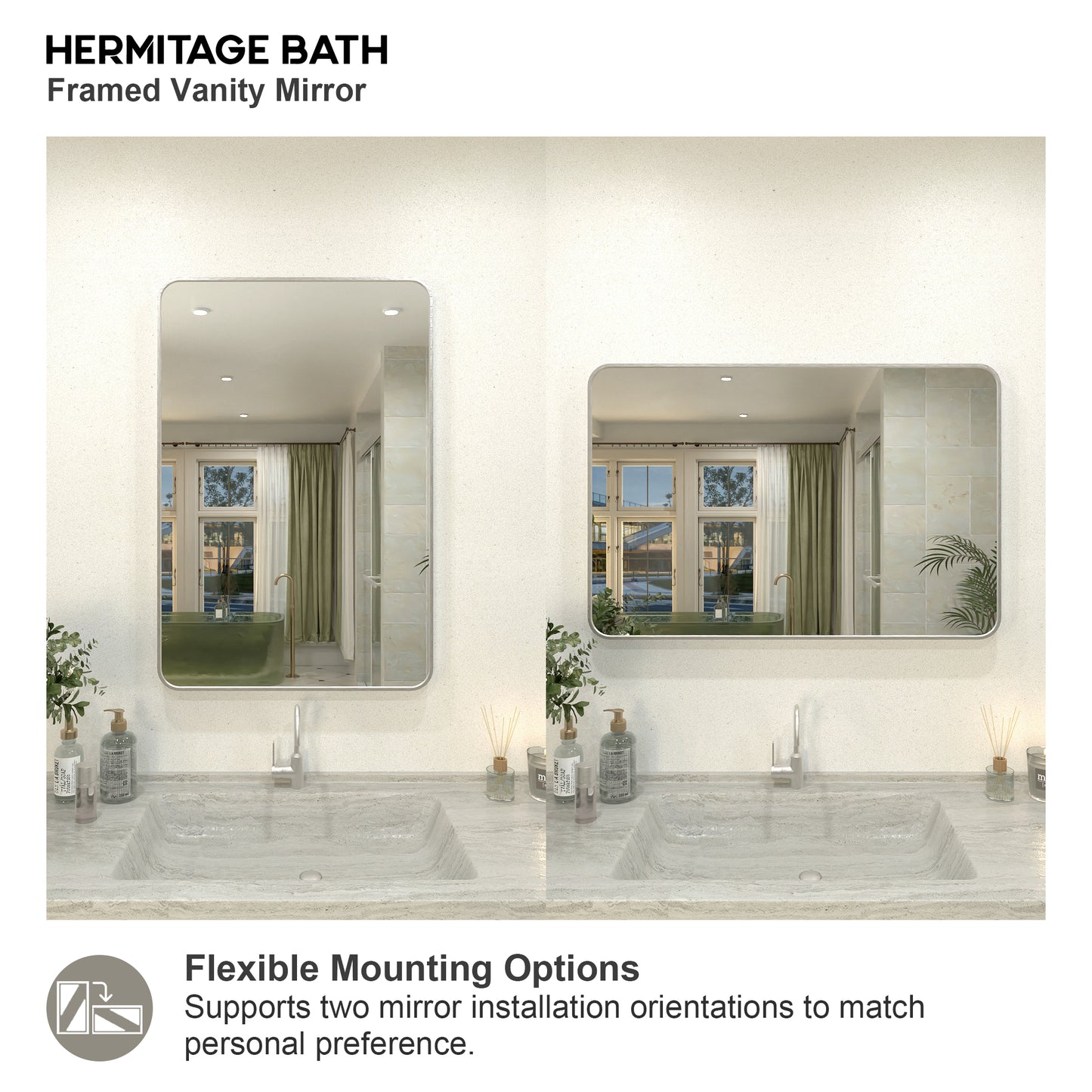 Zyphi 24 in. W x 36 in. H Rectangular Framed Wall Bathroom Vanity Mirror in Gun Grey