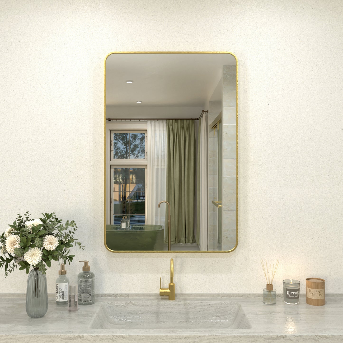 Zyphi 24 in. W x 36 in. H Rectangular Framed Wall Bathroom Vanity Mirror in Gun Grey