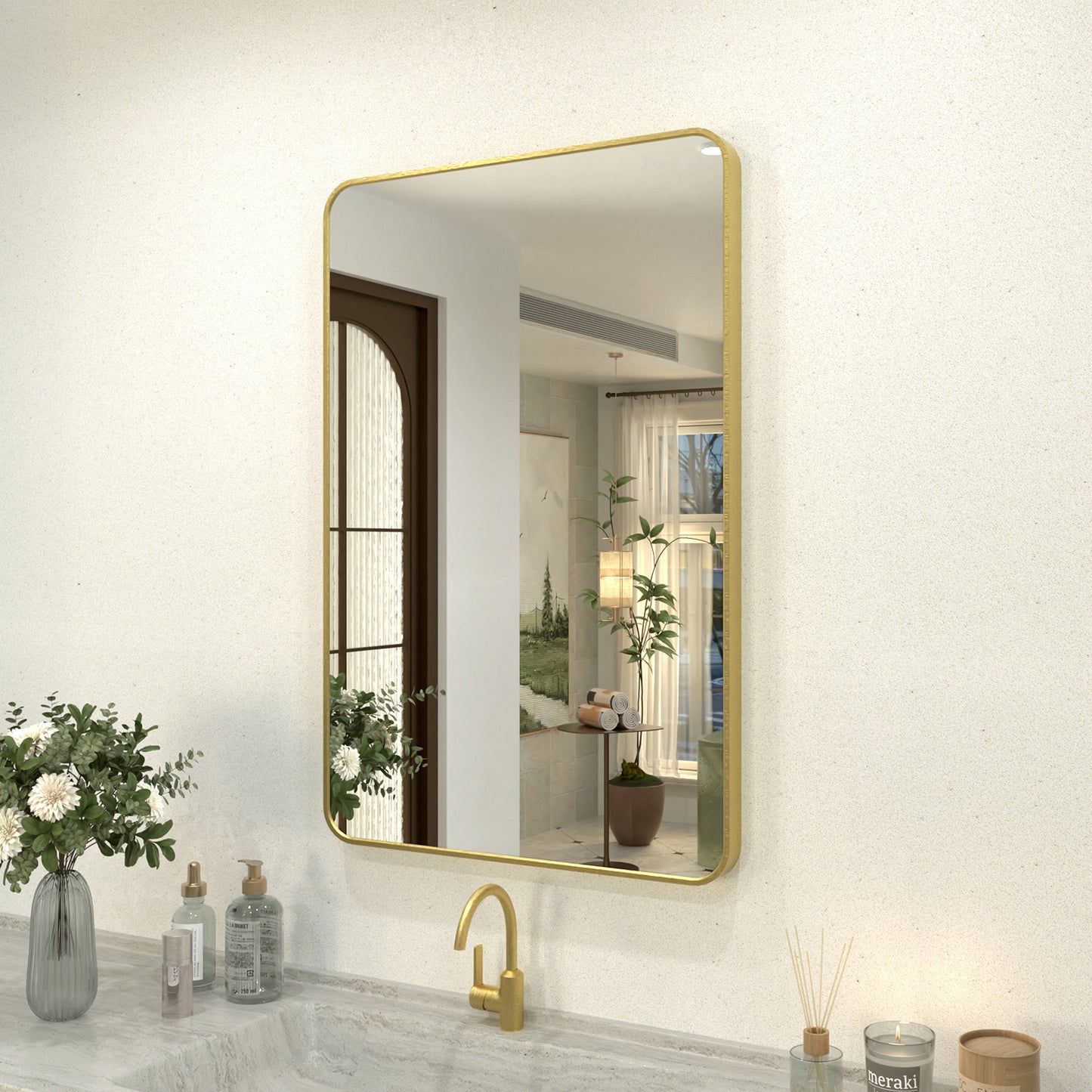 Zyphi 24 in. W x 36 in. H Rectangular Framed Wall Bathroom Vanity Mirror in Gun Grey