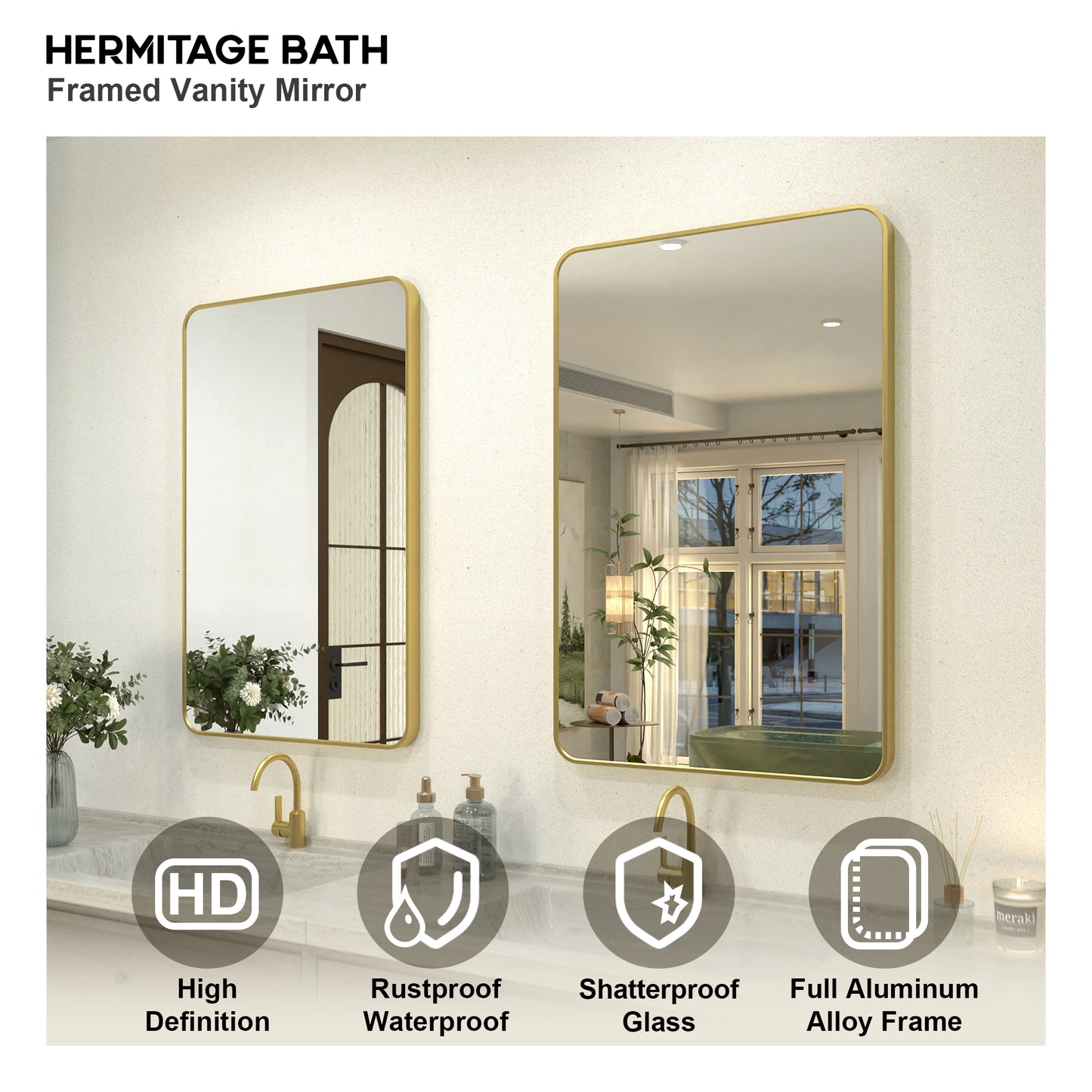 Zyphi 24 in. W x 36 in. H Rectangular Framed Wall Bathroom Vanity Mirror in Gun Grey