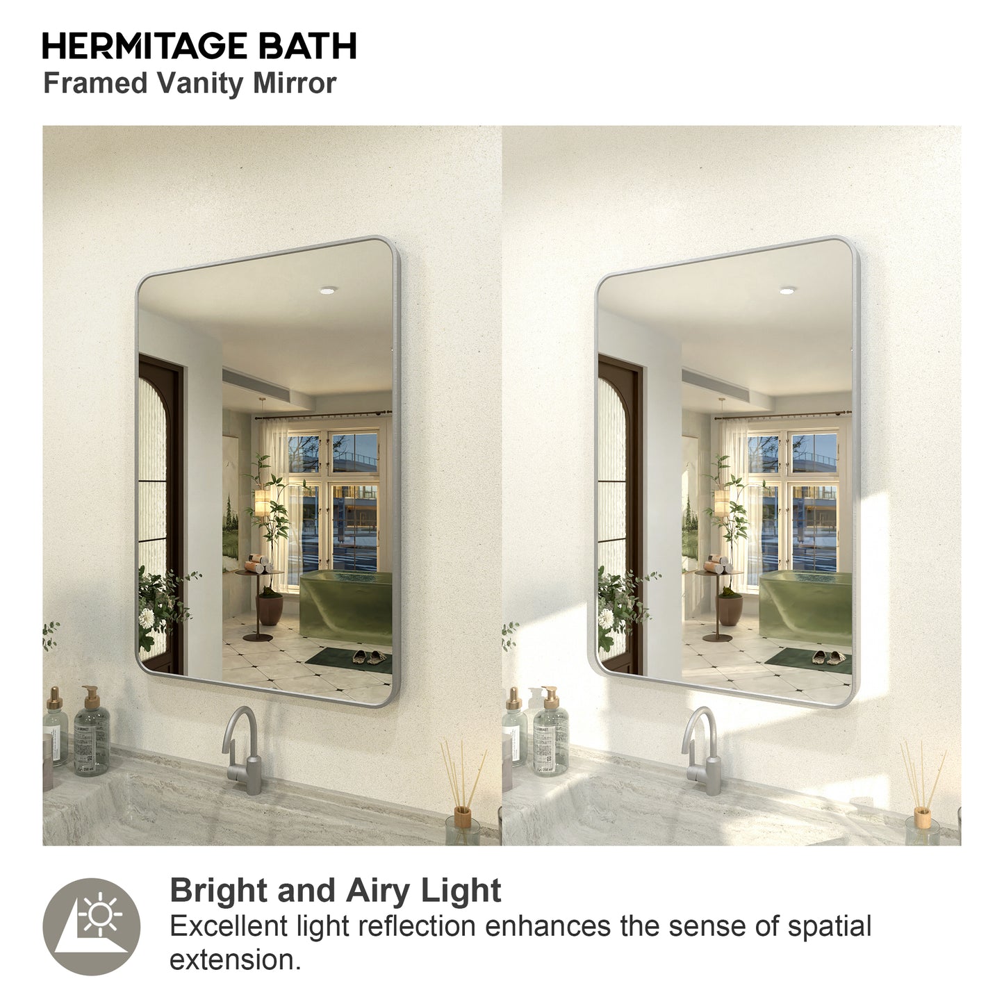 Zyphi 24 in. W x 36 in. H Rectangular Framed Wall Bathroom Vanity Mirror in Gun Grey