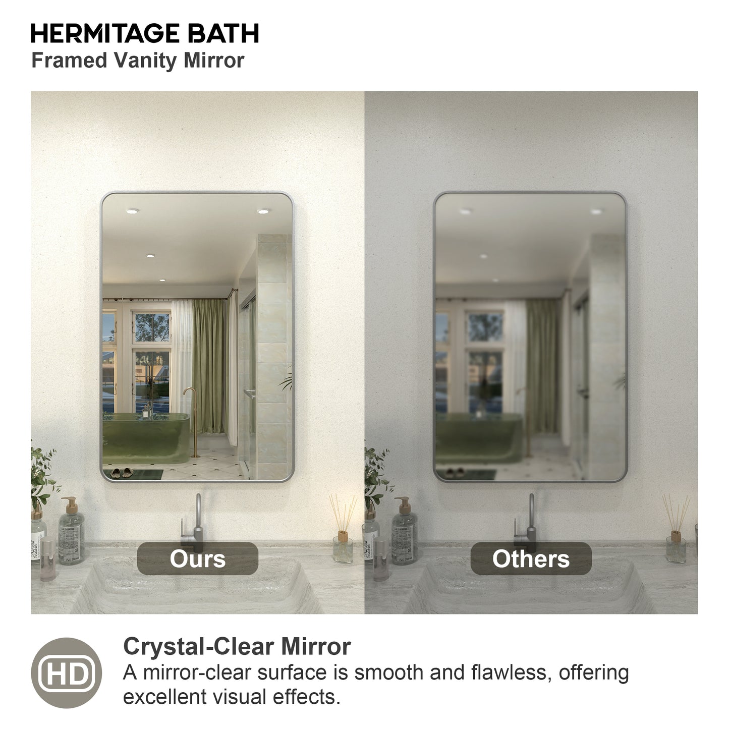Zyphi 24 in. W x 36 in. H Rectangular Framed Wall Bathroom Vanity Mirror in Gun Grey