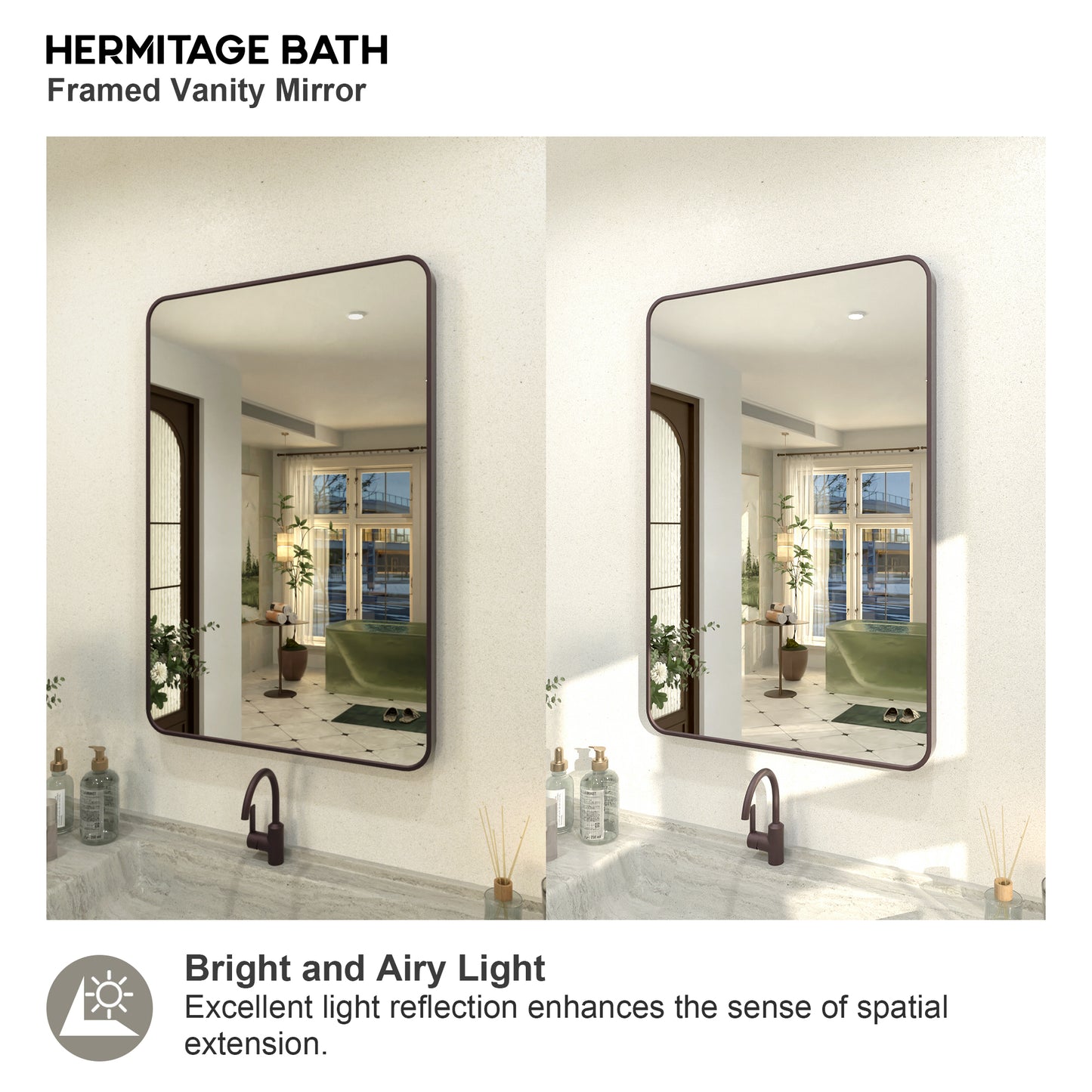 Zyphi 24 in. W x 36 in. H Rectangular Framed Wall Bathroom Vanity Mirror in Gun Grey