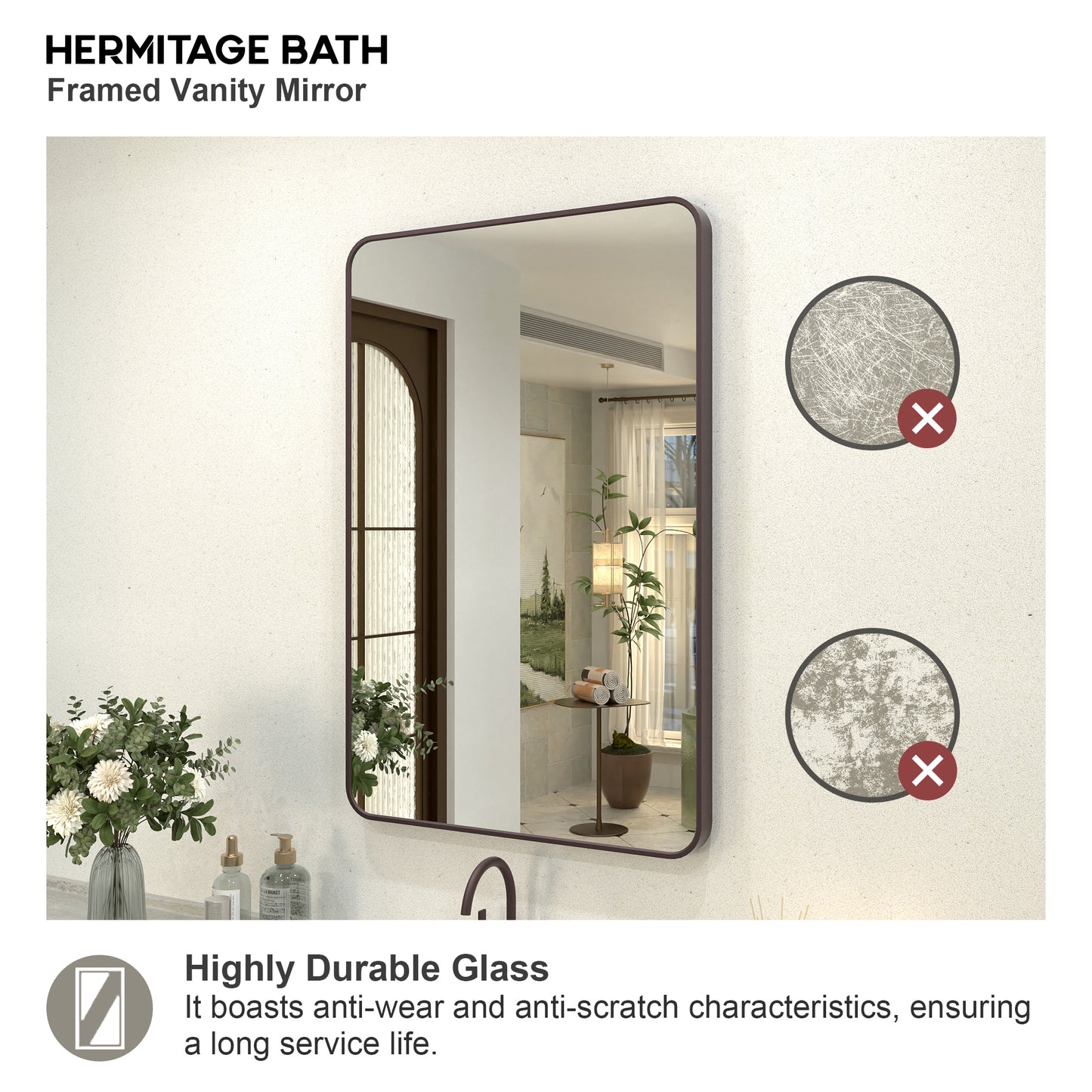 Zyphi 24 in. W x 36 in. H Rectangular Framed Wall Bathroom Vanity Mirror in Gun Grey