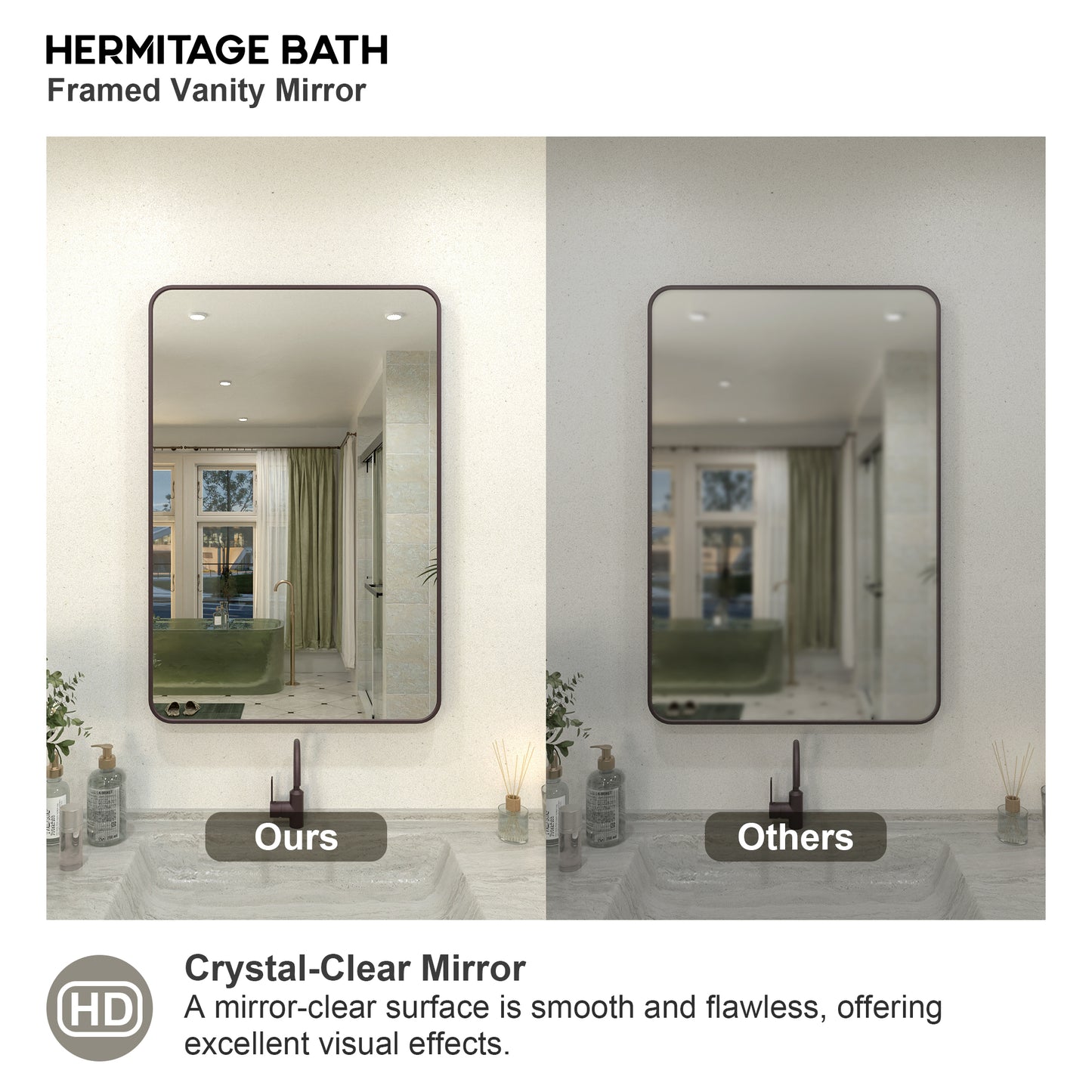 Zyphi 24 in. W x 36 in. H Rectangular Framed Wall Bathroom Vanity Mirror in Gun Grey