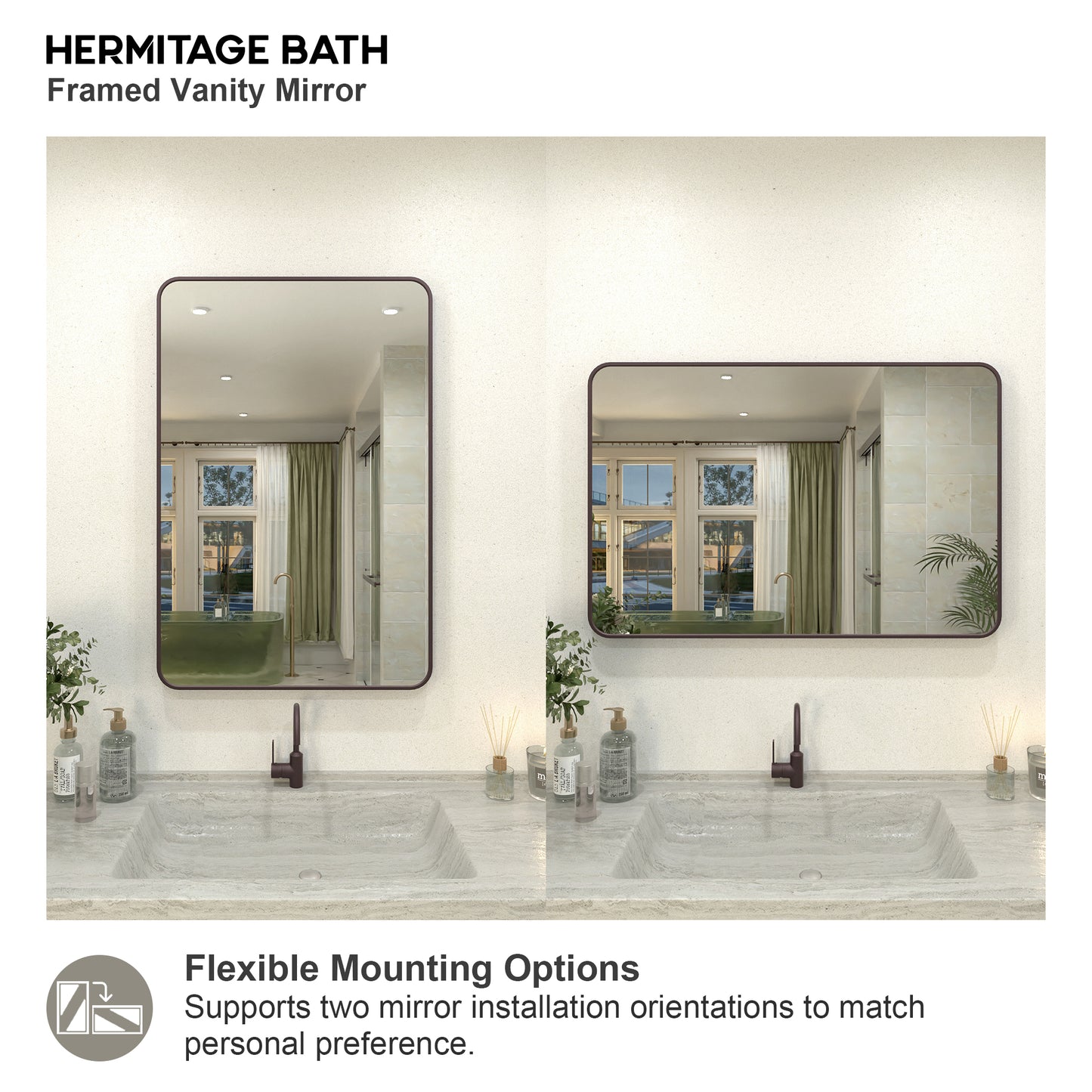 Zyphi 24 in. W x 36 in. H Rectangular Framed Wall Bathroom Vanity Mirror in Gun Grey