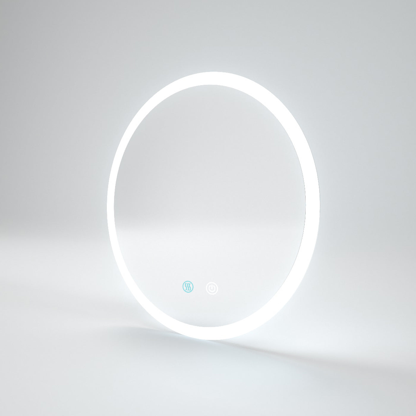 Round Frameless LED Light Anti-Fog Wall Bathroom Vanity Mirror in Polished Crystal