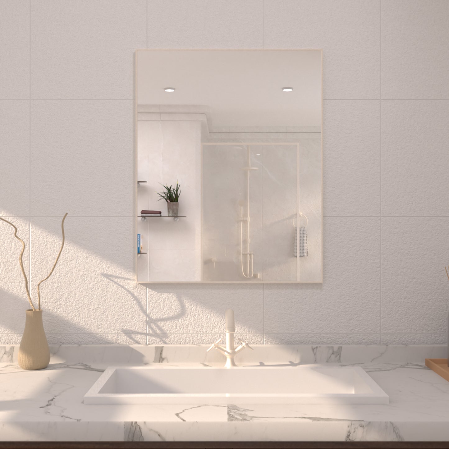 TaiMei 24 in. W x 30 in. H Rectangular Framed Bathroom Vanity Mirror