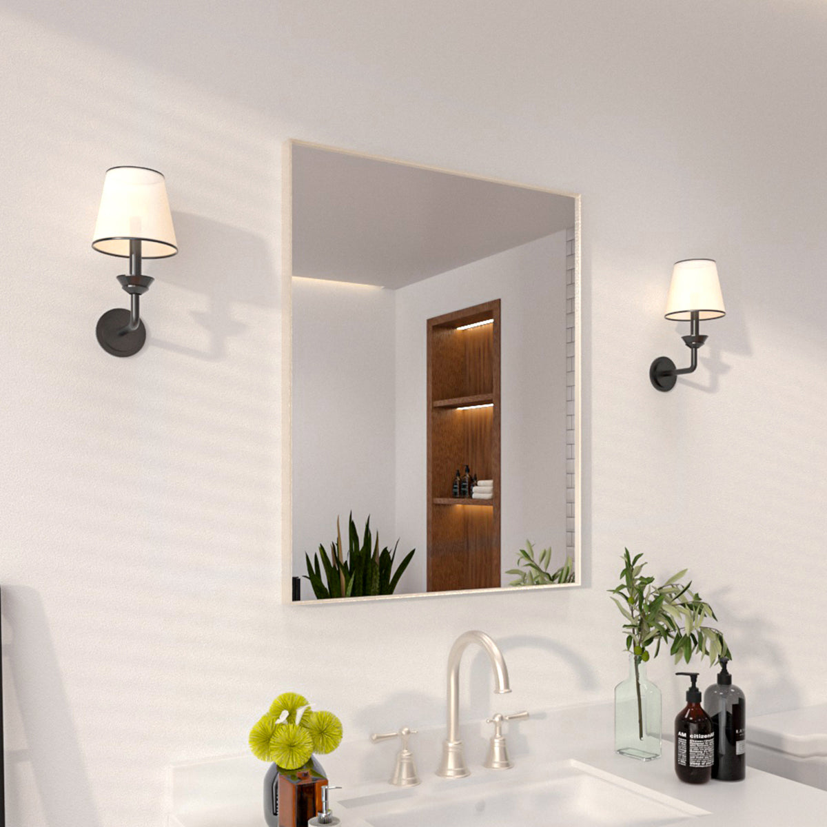 Niveal SE Series Aura Rectangular Framed Wall Bathroom Vanity Mirror