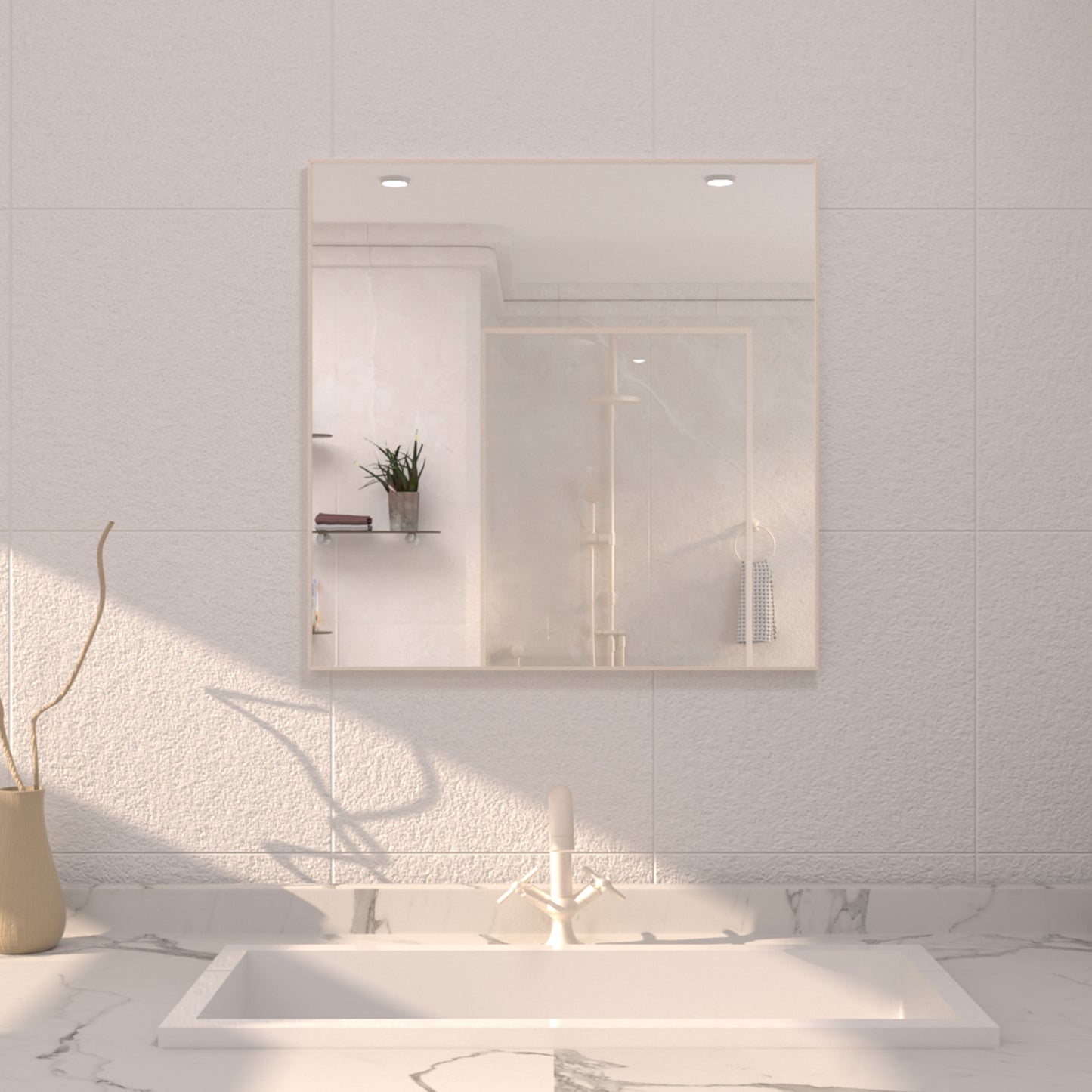 TaiMei 30 in. W x 30 in. H Rectangular Framed Bathroom Vanity Mirror