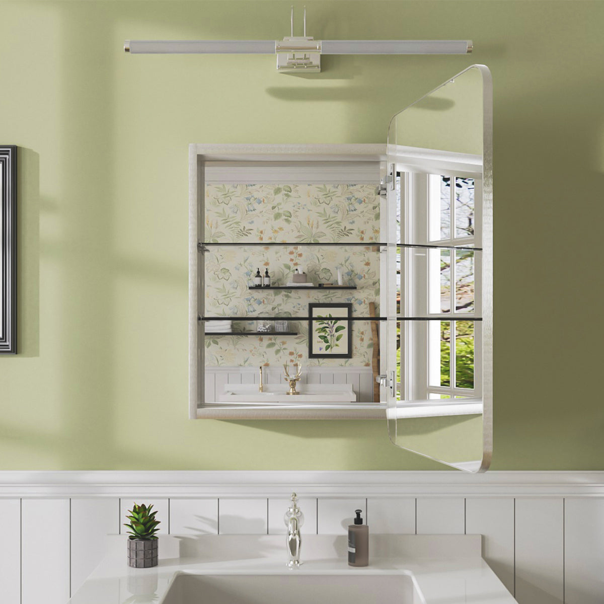 Niveal FMC Series Rectangular Aluminum Recessed/Surface Mount Framed Medicine Cabinet with Mirror