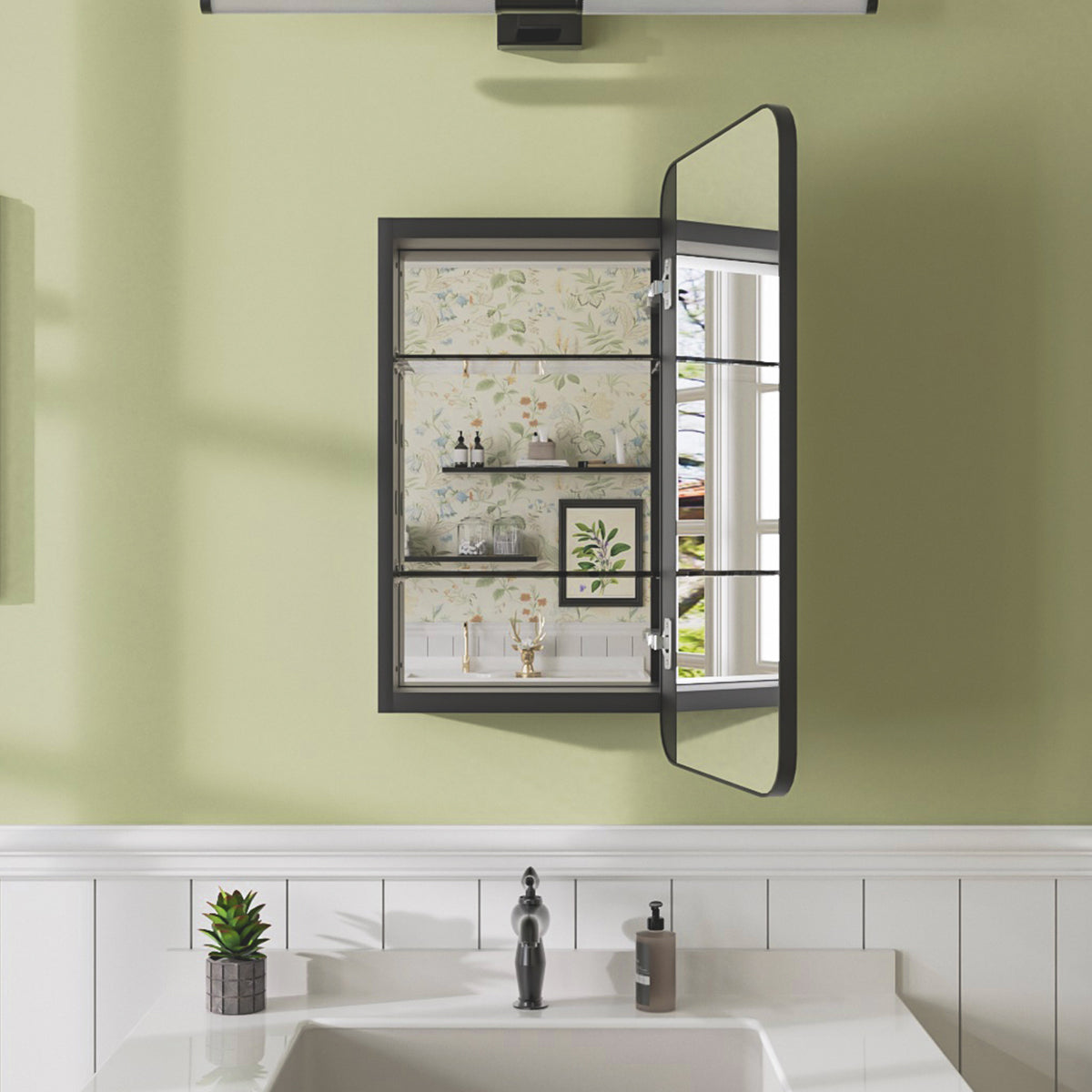 Niveal FMC Series Rectangular Aluminum Recessed/Surface Mount Framed Medicine Cabinet with Mirror