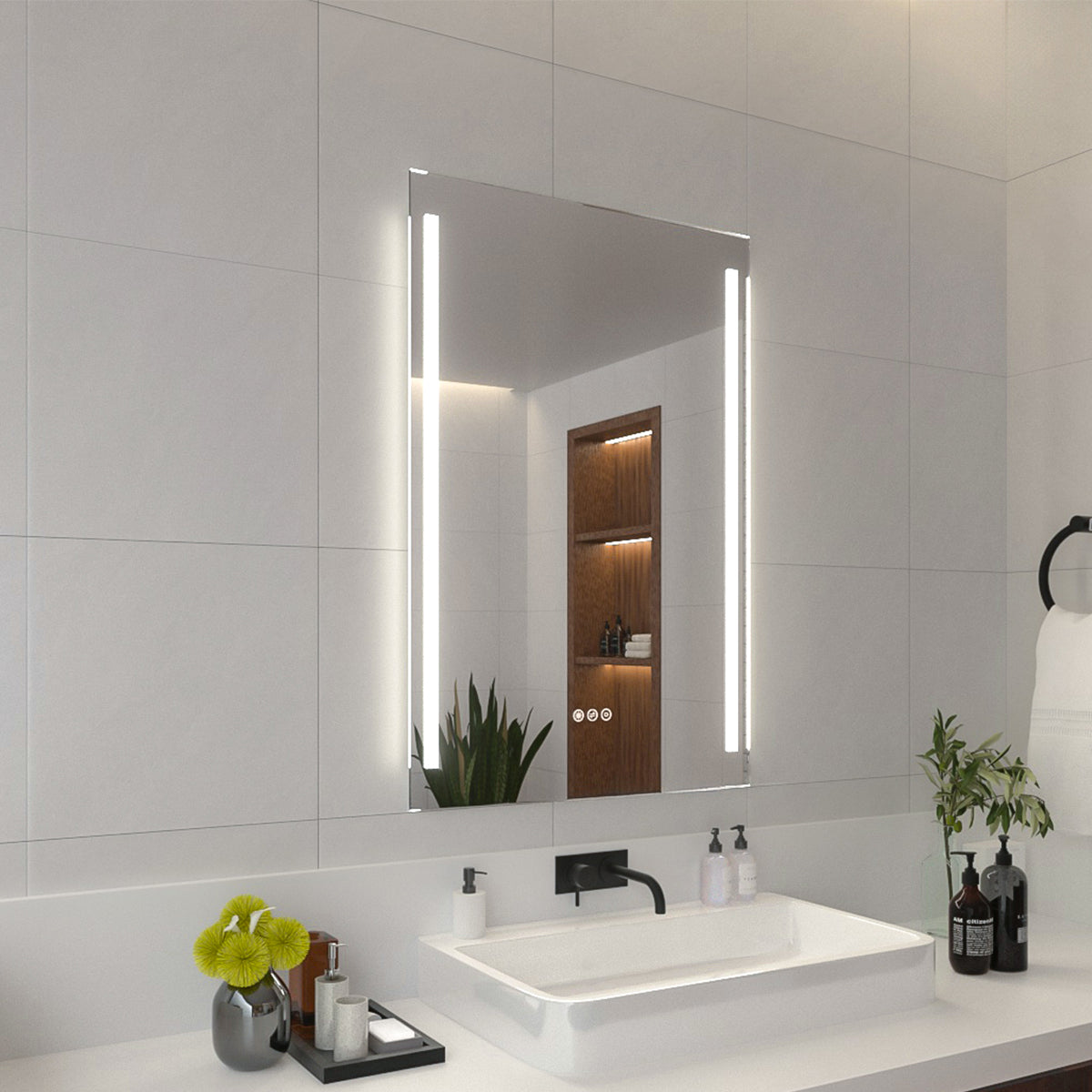 Niveal LMI02 Series Rectangular Frameless LED Wall Bathroom Vanity Mirror