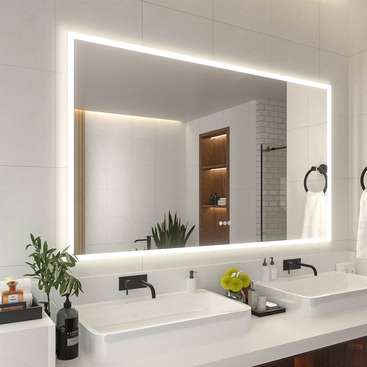 Niveal LMO Series Rectangular Frameless LED Wall Bathroom Vanity Mirror
