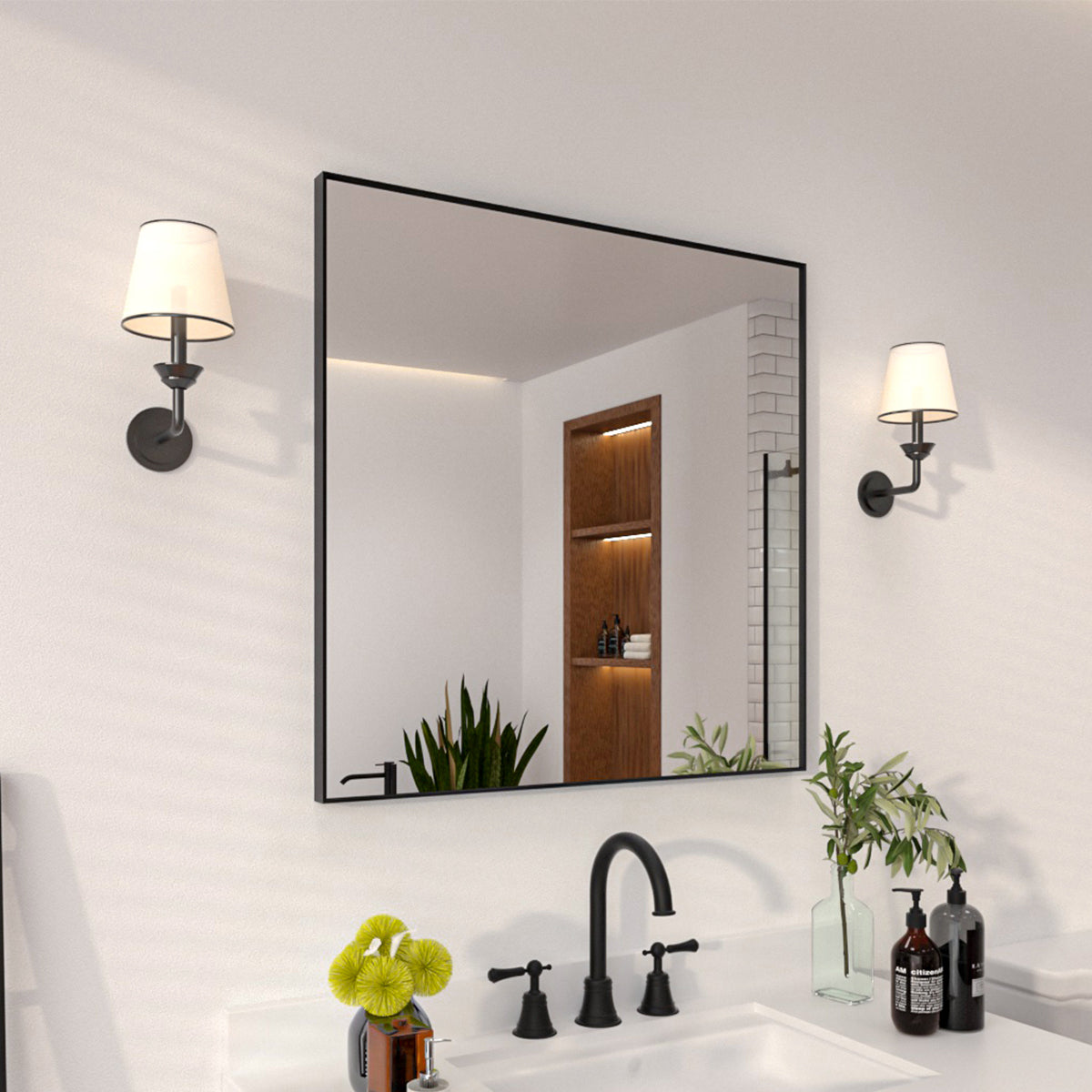 Niveal SE Series Aura Rectangular Framed Wall Bathroom Vanity Mirror
