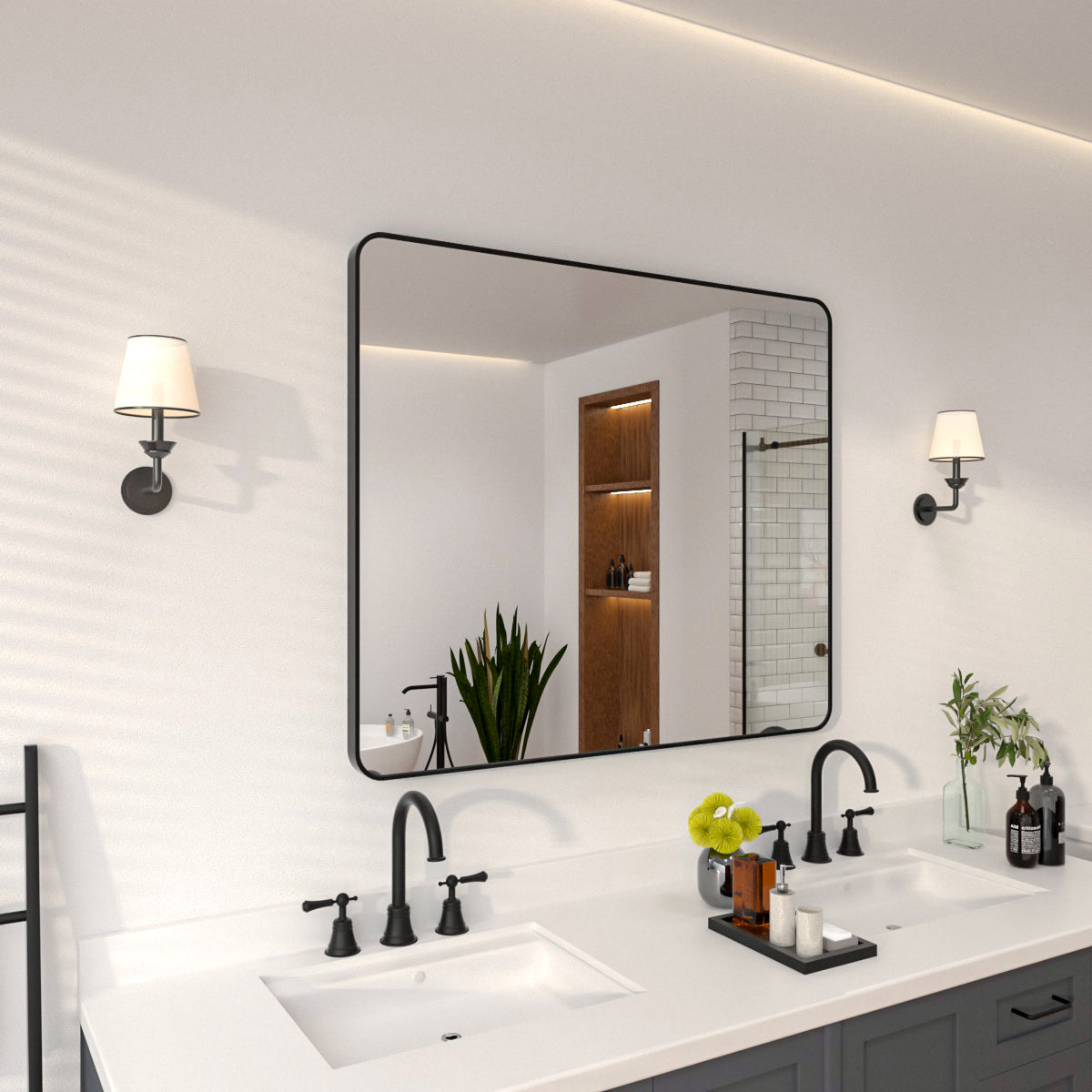 Niveal SM Series Rectangular Framed Wall Bathroom Vanity Mirror