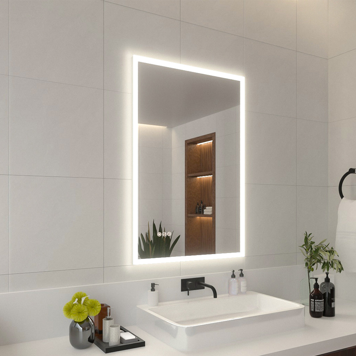 Niveal LMO Series Rectangular Frameless LED Wall Bathroom Vanity Mirror