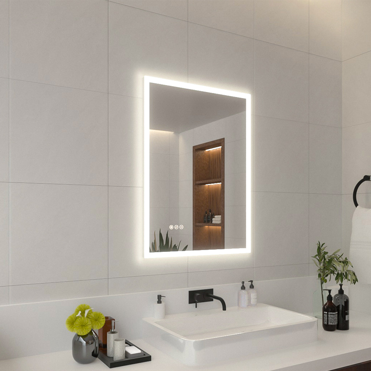 Niveal LMO Series Rectangular Frameless LED Wall Bathroom Vanity Mirror