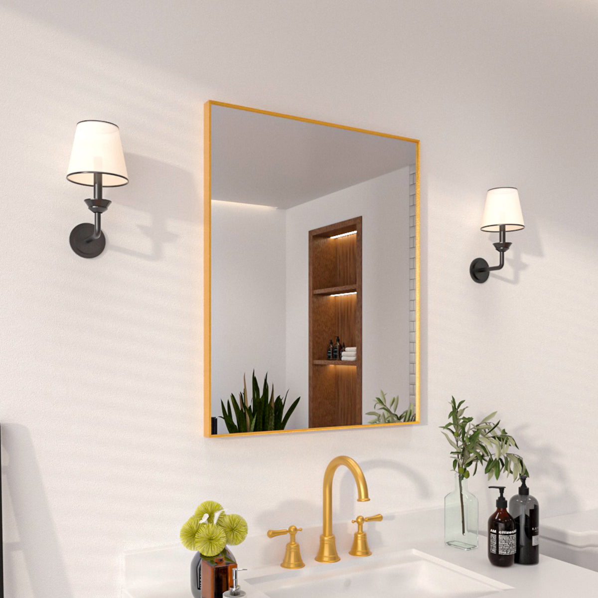 Niveal SE Series Aura Rectangular Framed Wall Bathroom Vanity Mirror