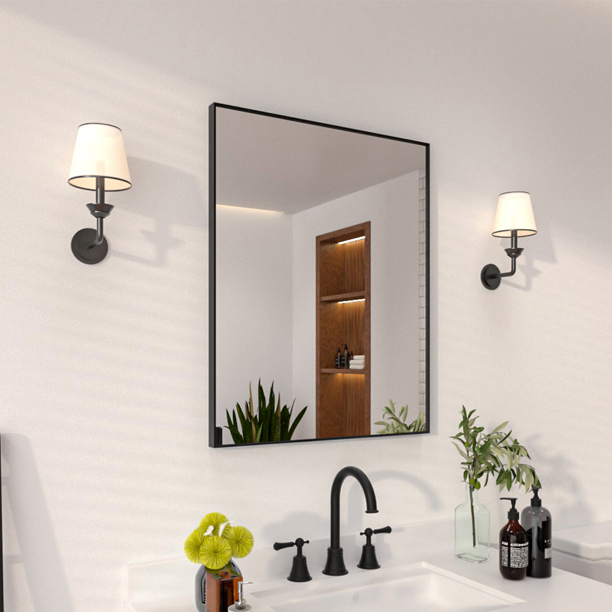 Niveal SE Series Aura Rectangular Framed Wall Bathroom Vanity Mirror