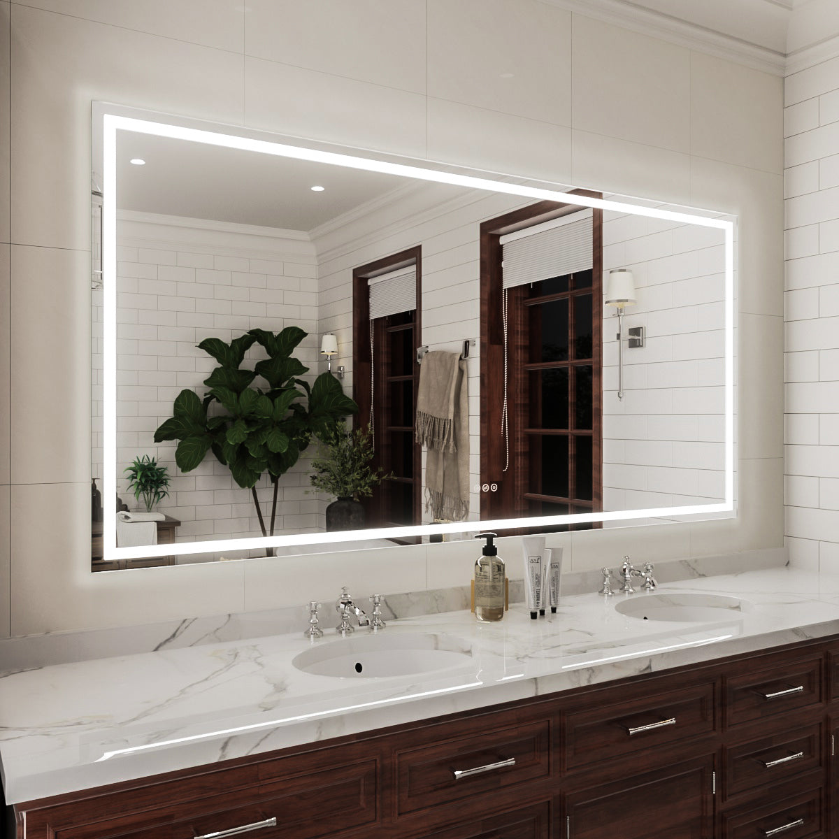 Niveal LMD Series Rectangular Frameless LED Wall Bathroom Vanity Mirror in Silver