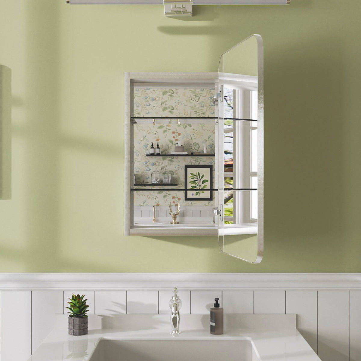 Niveal FMC Series Rectangular Aluminum Recessed/Surface Mount Framed Medicine Cabinet with Mirror