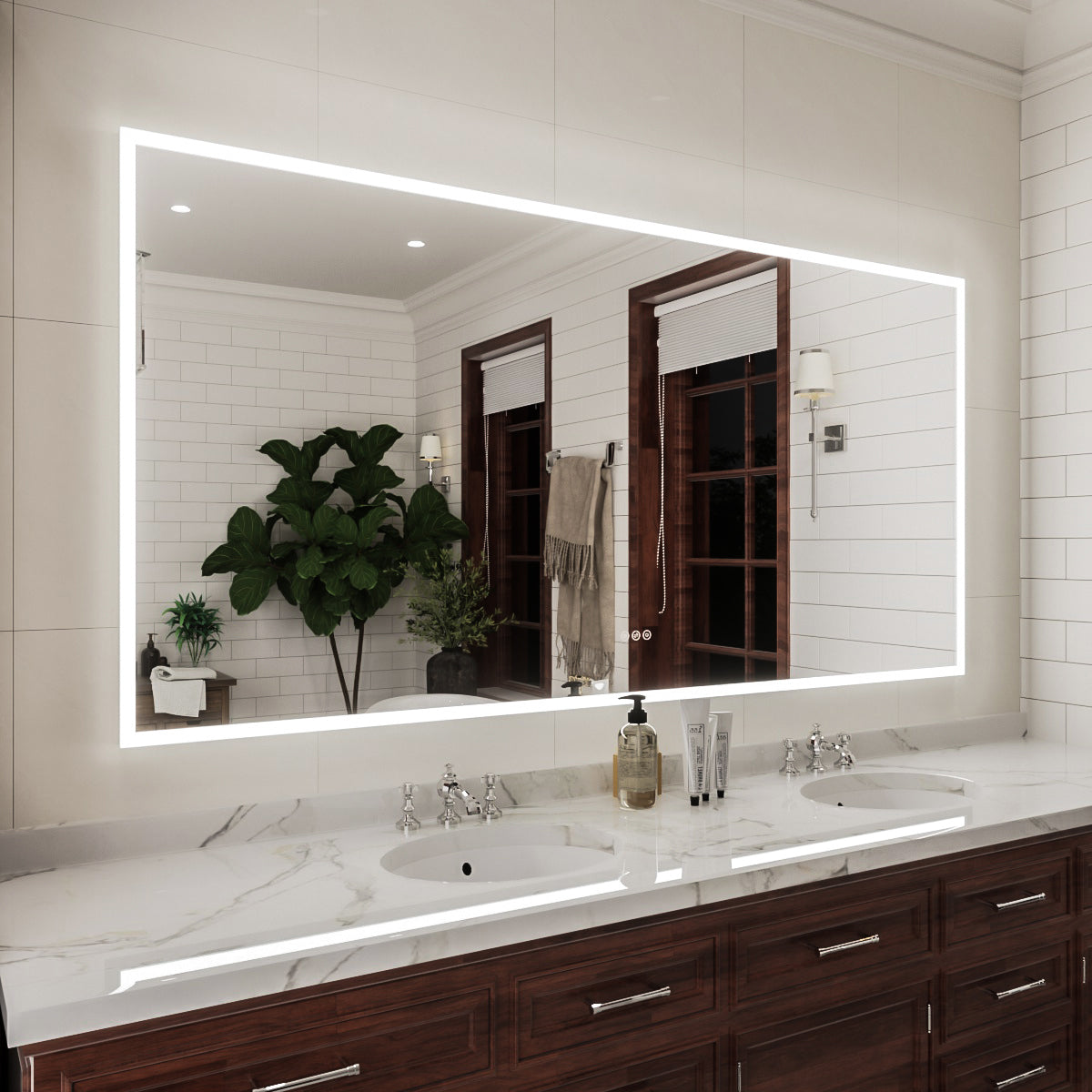 Niveal LMC Series Rectangular Frameless LED Wall Bathroom Vanity Mirror in Silver