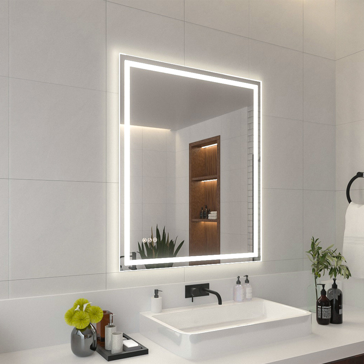 Niveal LMI Series Rectangular Frameless LED Wall Bathroom Vanity Mirror