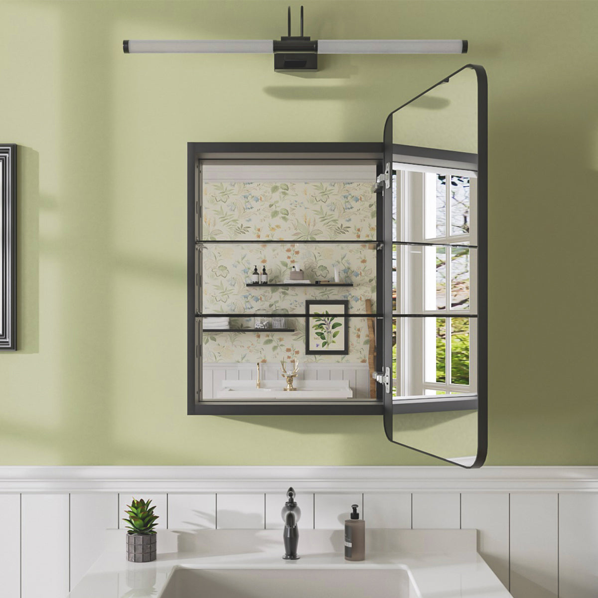 Niveal FMC Series Rectangular Aluminum Recessed/Surface Mount Framed Medicine Cabinet with Mirror