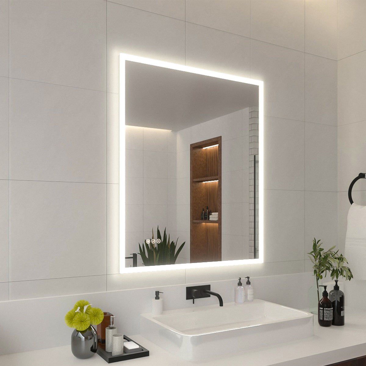 Niveal LMO Series Rectangular Frameless LED Wall Bathroom Vanity Mirror