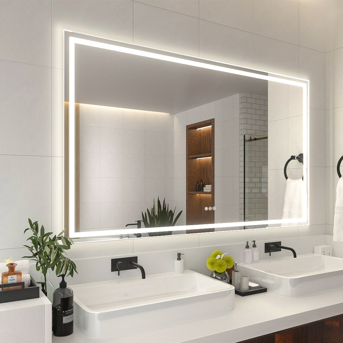 Niveal LMI Series Rectangular Frameless LED Wall Bathroom Vanity Mirror