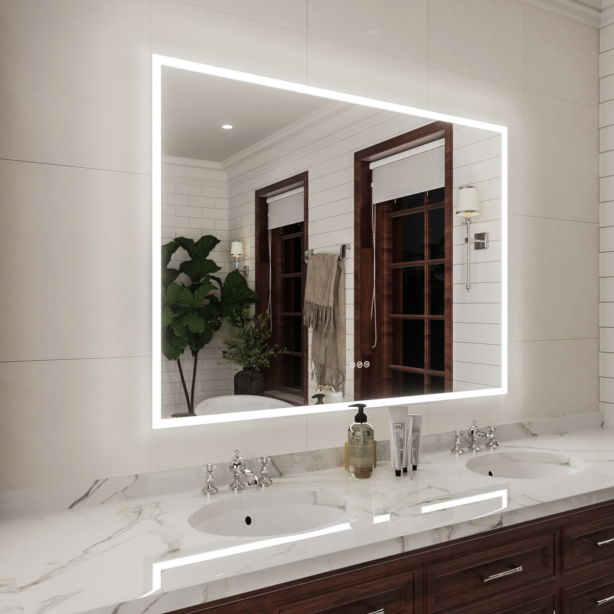 Niveal LMC Series Rectangular Frameless LED Wall Bathroom Vanity Mirror in Silver