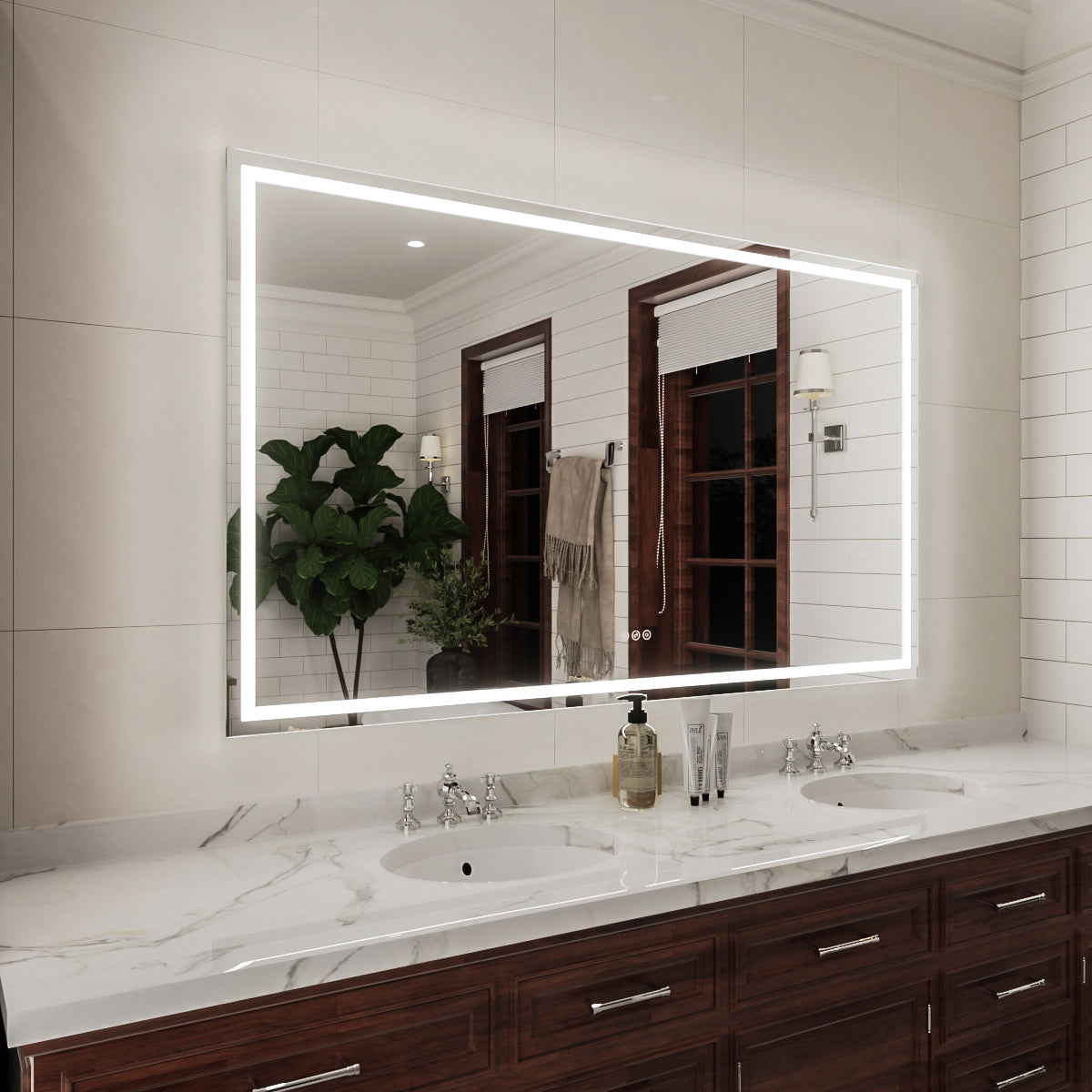 Niveal LMD Series Rectangular Frameless LED Wall Bathroom Vanity Mirror in Silver