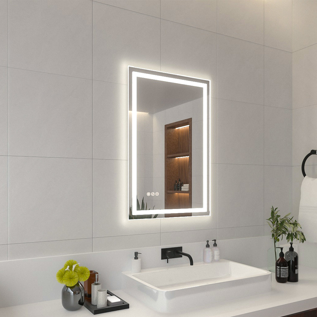 Niveal LMI Series Rectangular Frameless LED Wall Bathroom Vanity Mirror