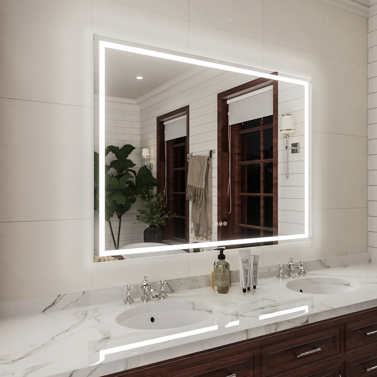 Niveal LMD Series Rectangular Frameless LED Wall Bathroom Vanity Mirror in Silver